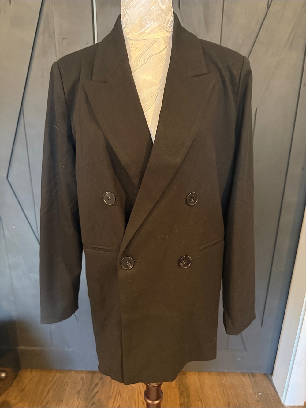 Olivaceous Double-Breasted Black Blazer